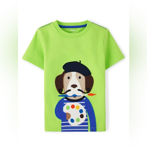 Gymboree Other - Gymboree Lime Green Artist Pup Cotton Shirt size 12